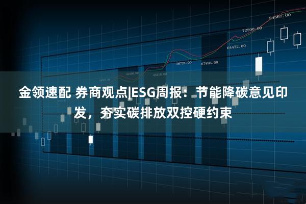 金领速配 券商观点|ESG周报：节能降碳意见印发，夯实碳排放双控硬约束